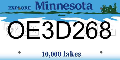 OE3D268 Minnesota License Plate