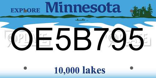 OE5B795 Minnesota License Plate