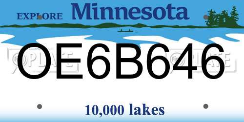 OE6B646 Minnesota License Plate