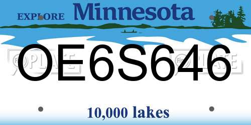 OE6S646 Minnesota License Plate