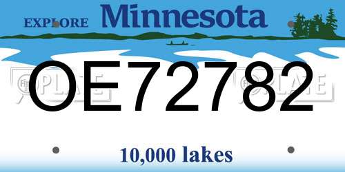 OE72782 Minnesota License Plate