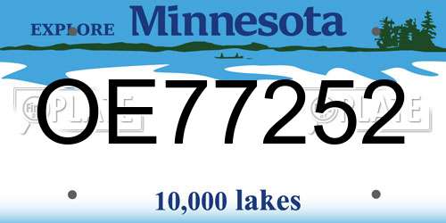 OE77252 Minnesota License Plate