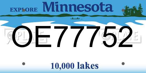 OE77752 Minnesota License Plate