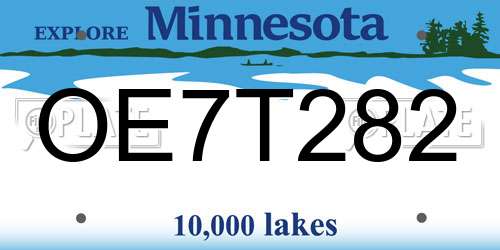 OE7T282 Minnesota License Plate