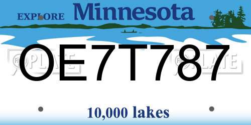 OE7T787 Minnesota License Plate