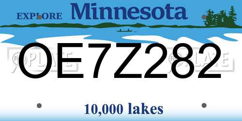 OE7Z282 Minnesota License Plate