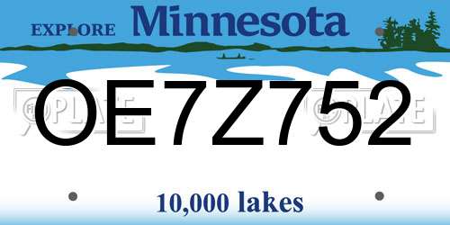 OE7Z752 Minnesota License Plate
