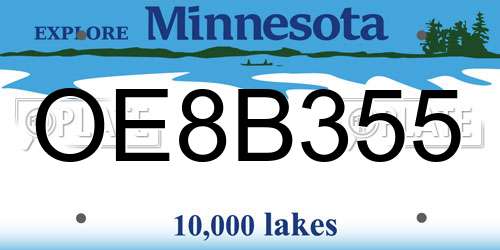 OE8B355 Minnesota License Plate