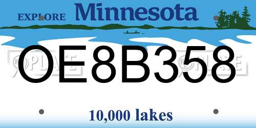OE8B358 Minnesota License Plate