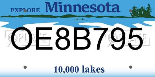 OE8B795 Minnesota License Plate
