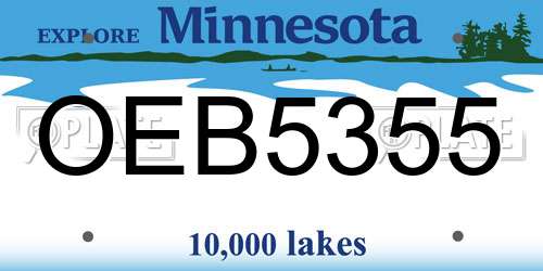 OEB5355 Minnesota License Plate