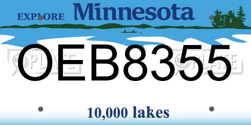 OEB8355 Minnesota License Plate