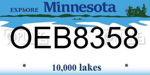 OEB8358 Minnesota License Plate