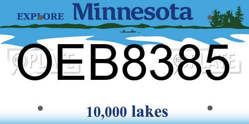 OEB8385 Minnesota License Plate