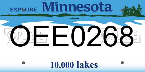 OEE0268 Minnesota License Plate