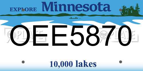 OEE5870 Minnesota License Plate