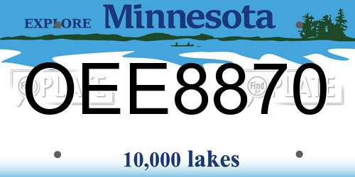OEE8870 Minnesota License Plate