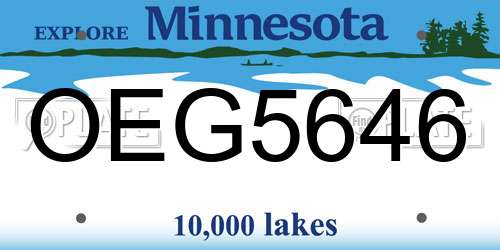 OEG5646 Minnesota License Plate