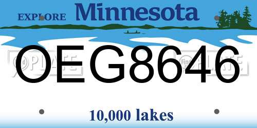 OEG8646 Minnesota License Plate