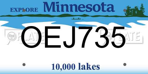 OEJ735 Minnesota License Plate