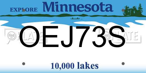 OEJ73S Minnesota License Plate