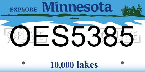 OES5385 Minnesota License Plate