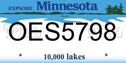 OES5798 Minnesota License Plate