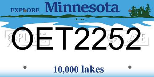 OET2252 Minnesota License Plate