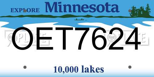 OET7624 Minnesota License Plate