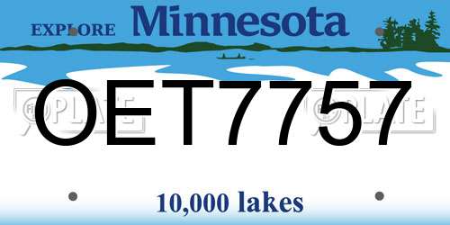 OET7757 Minnesota License Plate