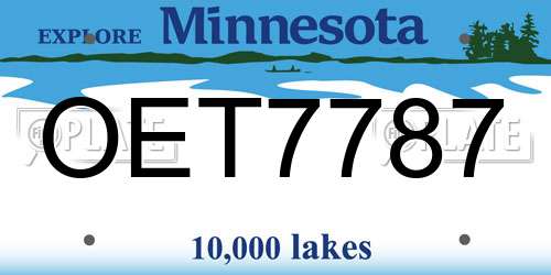 OET7787 Minnesota License Plate