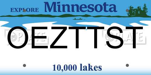 OEZTTST Minnesota License Plate
