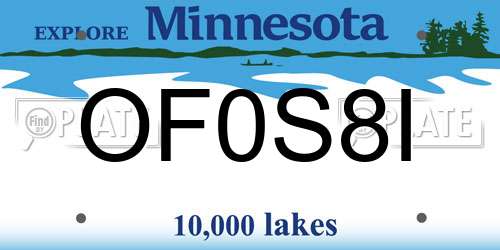 OF0S8I Minnesota License Plate
