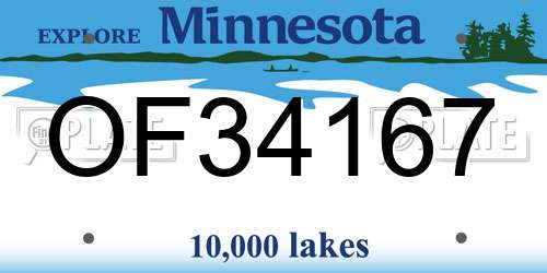 OF34167 Minnesota License Plate