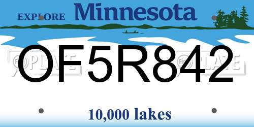 OF5R842 Minnesota License Plate