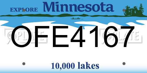 OFE4167 Minnesota License Plate