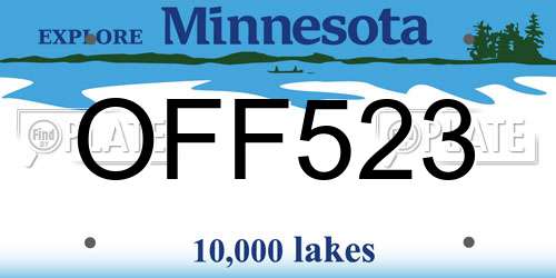 OFF523 Minnesota License Plate