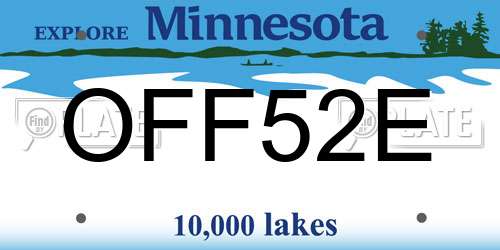 OFF52E Minnesota License Plate