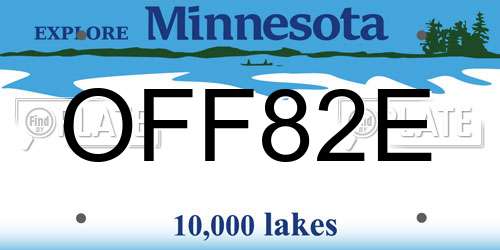 OFF82E Minnesota License Plate