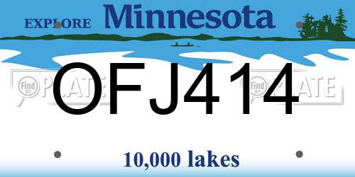 OFJ414 Minnesota License Plate