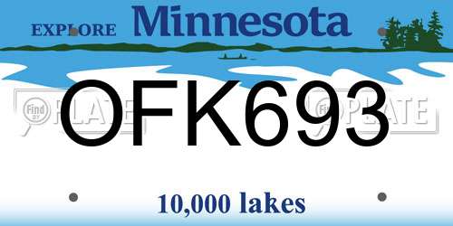 OFK693 Minnesota License Plate