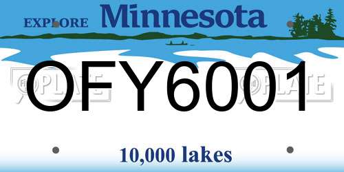 OFY6001 Minnesota License Plate