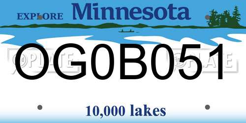 OG0B051 Minnesota License Plate