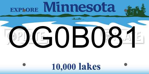 OG0B081 Minnesota License Plate