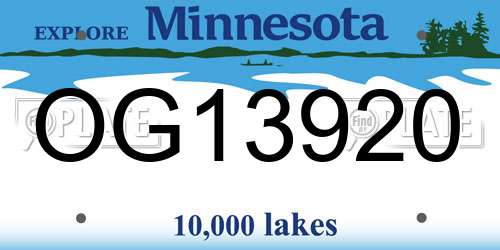 OG13920 Minnesota License Plate
