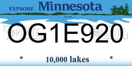 OG1E920 Minnesota License Plate