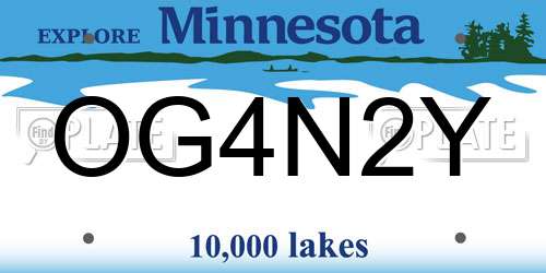 OG4N2Y Minnesota License Plate