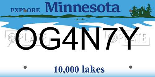 OG4N7Y Minnesota License Plate