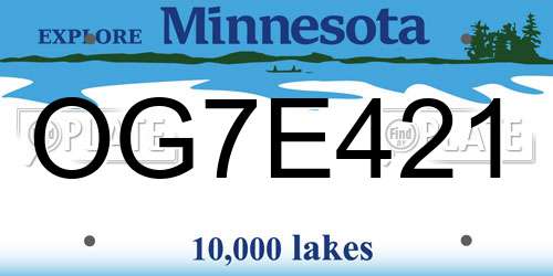 OG7E421 Minnesota License Plate