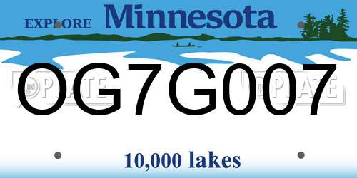OG7G007 Minnesota License Plate